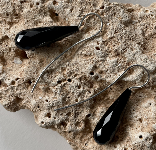 Onyx-Ohrhänger Pampeln fac. 30 x 10 mm 925 Silber